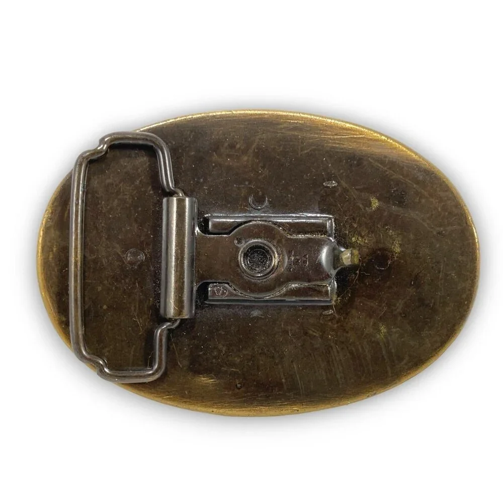 Vintage Belt Buckle Tooled‎ Leather On Brass The Lady H Coal Co. Inc. Gift